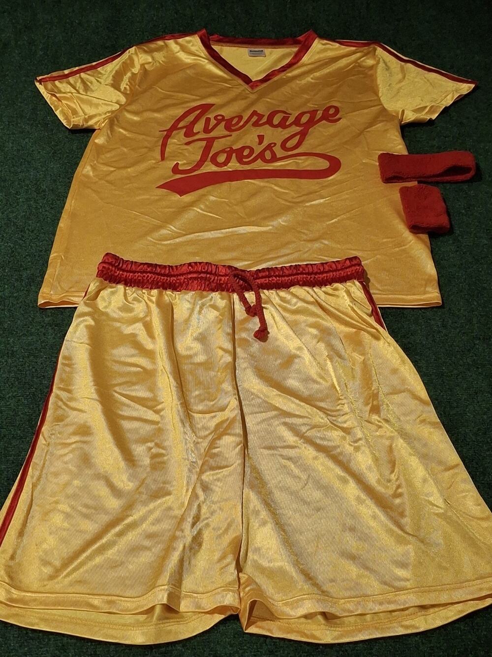 Dodgeball Average Joes Gold Uniform Shorts Shirt Costume Sz L Movie